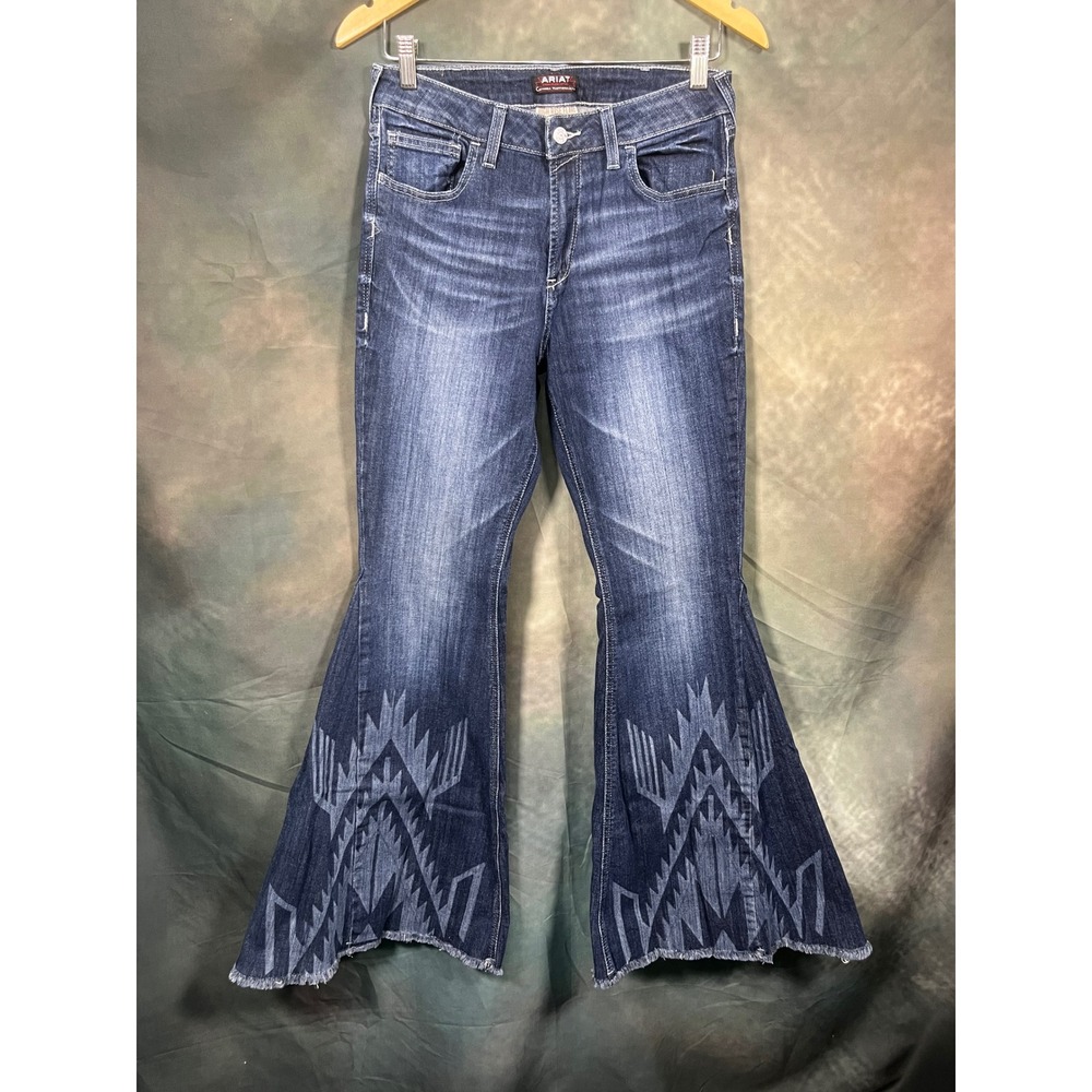 Ariat Chimayo Centinela High Rise Flare Jeans Dark Wash 30R Southwestern Bell